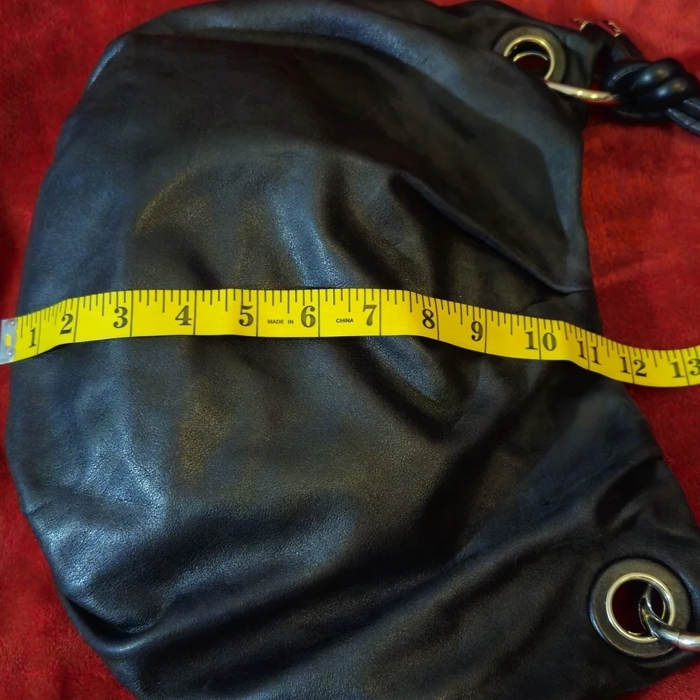 Coach Parker Black Leather Hobo Bag with Knot Tie Handle